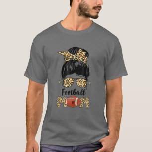 Bleiche Football Mama Leben mit Leopard und Messin T-Shirt