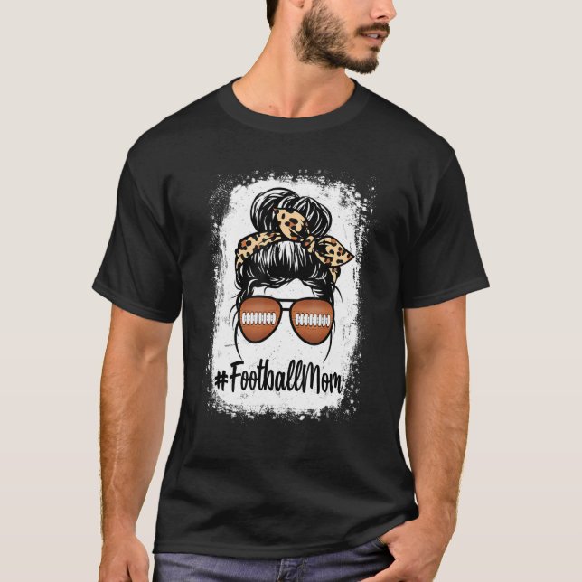 Bleiche Football Mama Leben mit Leopard und Messin T-Shirt (Vorderseite)