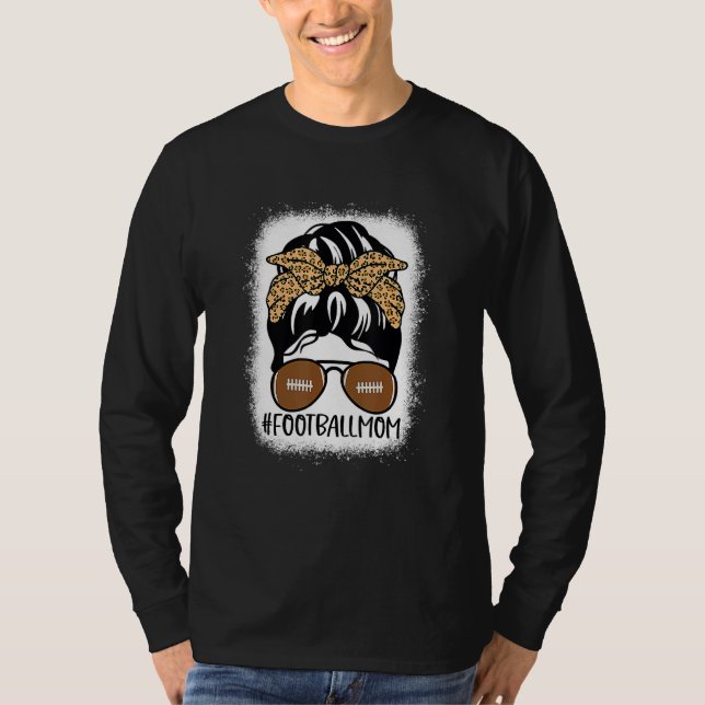 Bleiche Football Mama Leben mit Leopard und Messin T-Shirt (Vorderseite)