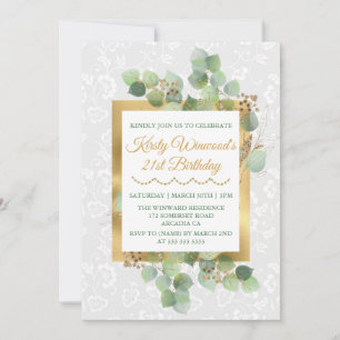 Bleiche Gold Foil Glitter Geburtstag Einladung