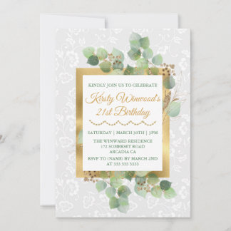 Bleiche Gold Foil Glitter Geburtstag Einladung