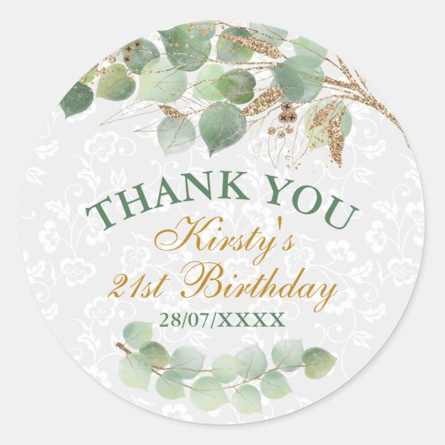 Bleiche Gold Foil Glitter Geburtstag Runder Aufkleber (Vorderseite)