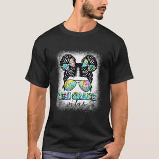 Bleichen 4. Klasse Vibes Messy Bun Gefärbte Krawat T-Shirt