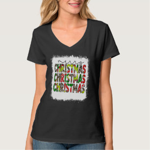 Bleichen frohe Weihnachten gestapelt Leopard Weihn T-Shirt