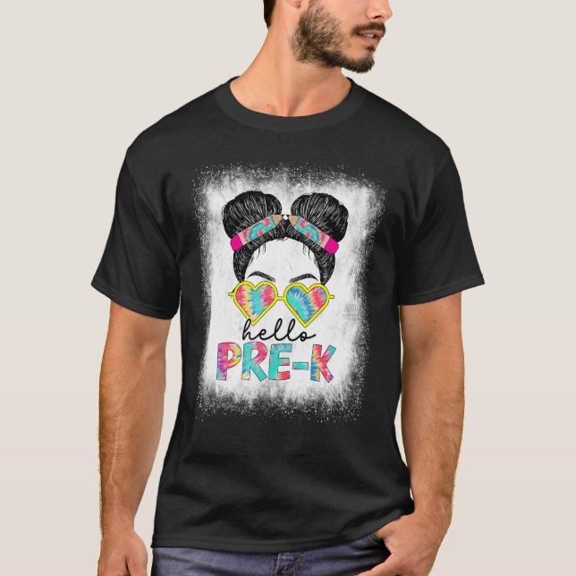 Bleichen Hallo Pre K Kleine Miss zurück zur Schule T-Shirt (Vorderseite)