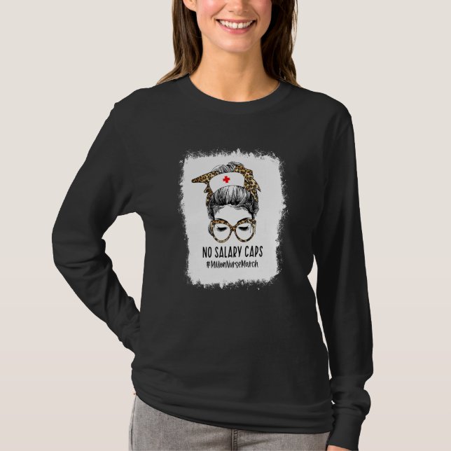 Bleichen keine Gehaltskaps Messy Bun Nurse United  T-Shirt (Vorderseite)