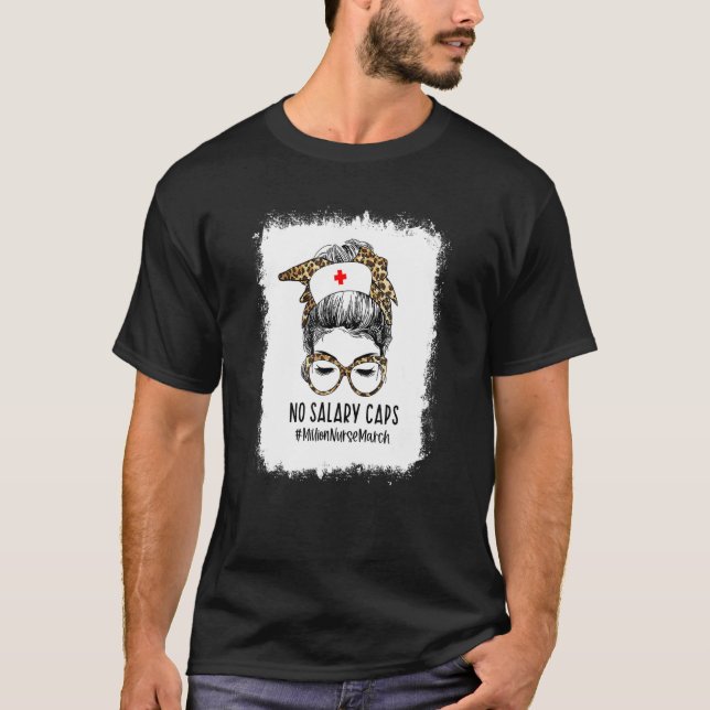 Bleichen keine Gehaltskaps Messy Bun Nurse United  T-Shirt (Vorderseite)
