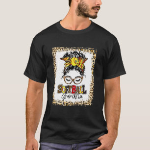 Bleichen Softball Grandma Messy Bun Game Day Mothe T-Shirt