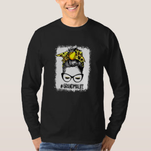 Bleichen Softball Grandma Messy Bun Game Day Mothe T-Shirt