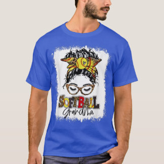 Bleichen Softball Grandma Messy Bun Game Day Mothe T-Shirt