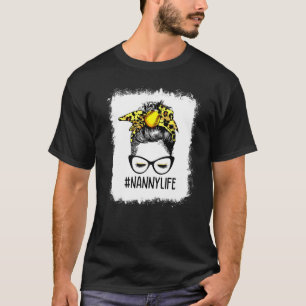 Bleichen Softball Nanny Life Leopard Messy Bun Mot T-Shirt