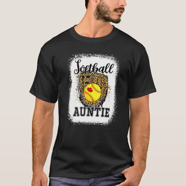 Bleichen Softball Tante Leopard Game Day Tante Mot T-Shirt (Vorderseite)