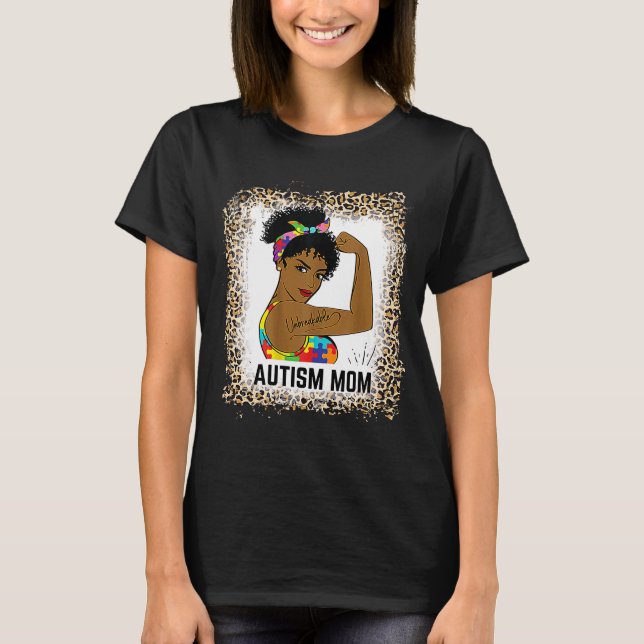 Bleichende Autismus Bewusstsein Starke Mama nach M T-Shirt (Vorderseite)