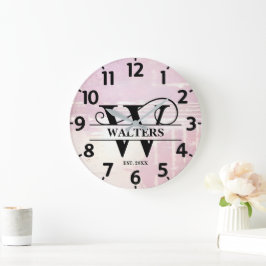 Bleichlavender W Monogram gestört Große Wanduhr