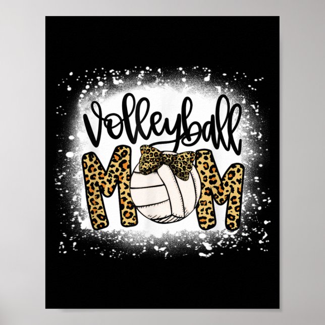 Bleichvolleyball Mama Leopard Fun Ball Mama Mothe Poster (Vorne)