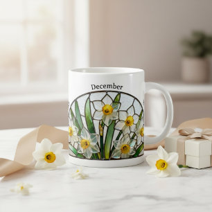 Bleiglas-Geburtsblume Dezember Narzisse Kaffeetasse