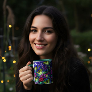 Bleiglas-Stil Blumen Biene Kaffee Tasse