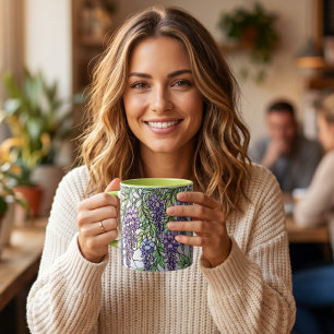 Bleiglas-Stil lila Blume floraler Kaffee Tasse