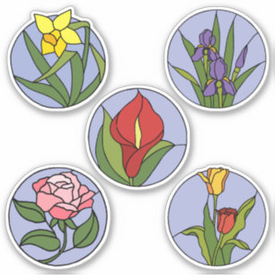 Bleiglasblumen Aufkleber
