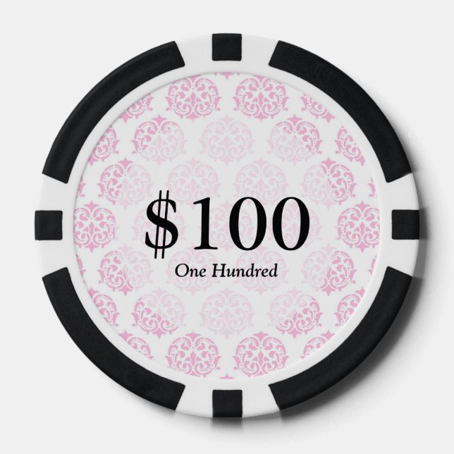 Bleirosa Damast Pokerchips (Vorderseite)