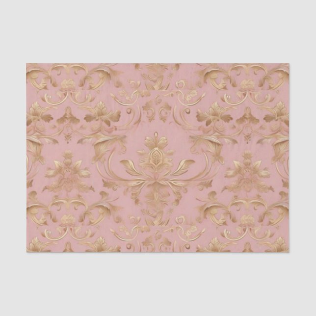 Bleirosa und metalische Goldschattenseiten Seidenpapier (Vorderseite)