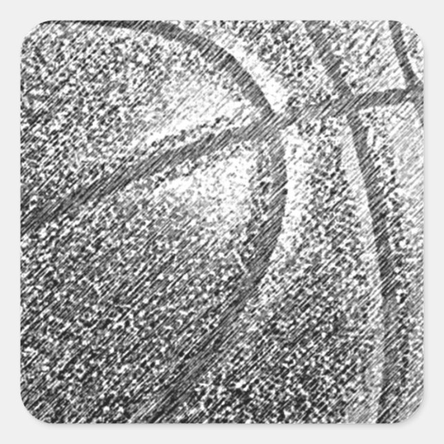 Bleistift-Effekt Basketball Quadratischer Aufkleber (Vorderseite)