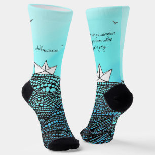 Bleistift Gezeichnet Papierboot motivierend Ange Socken