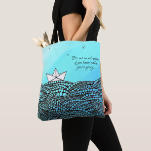 Bleistift Gezeichnet Papierboot motivierend Text Tasche