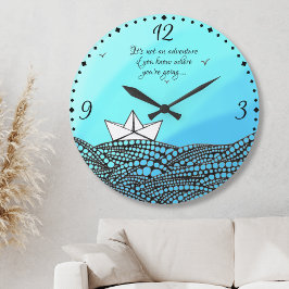 Bleistift Gezeichnet Papierboot | motivierend Wört Große Wanduhr