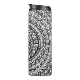 Bleistift Handgezeichnetes Mandala-Design Kunst Thermosbecher