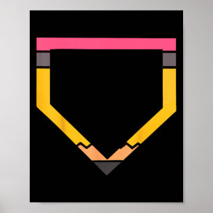 Bleistift Home Plate Baseballfans Jungen Kinder Rü Poster