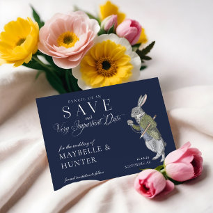 Bleistift in Kaninchen Vintager Alice im Wunderlan Save The Date