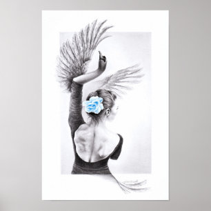 Bleistift-Kunst Plakat der Schwantanzenfrau