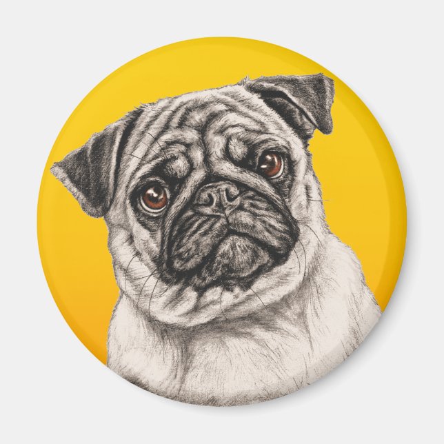 Bleistift-Mops Magnet (Vorne)