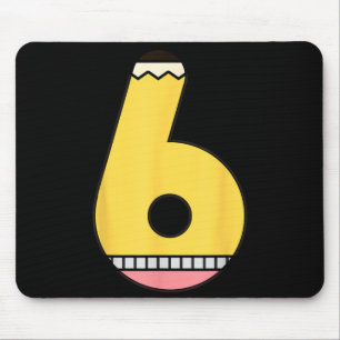 Bleistift Nummer 6 Zurück zur Schule 6. Geburtstag Mousepad