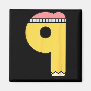 Bleistift Nummer 9 Zurück zur Schule 9. Geburtstag Magnet