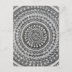 Bleistift Original Kunst Mandala Design Postkarte