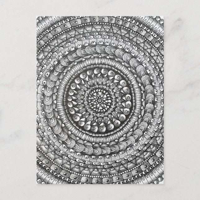 Bleistift Original Kunst Mandala Design Postkarte (Vorderseite)