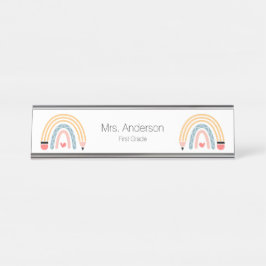 Bleistift-Regenbogenlehrer Schreibtischnamensplakette