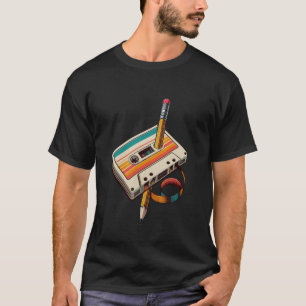 Bleistift-Rückspul-Kassette Old School Musikliebha T-Shirt