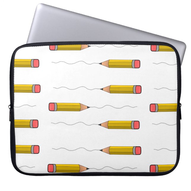 Bleistift-Schrabell auf weiß Laptopschutzhülle (Vorderseite)