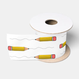 Bleistift-Schrabell auf weiß Satinband