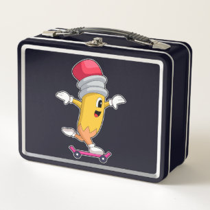 Bleistift-Skater-Skateboard Metall Brotdose