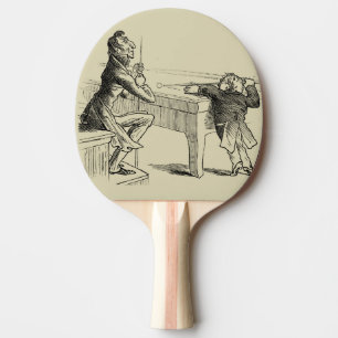 Bleistift-Skizze von zwei Männern, die Pool Tischtennis Schläger