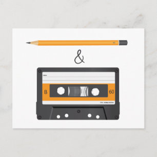 Bleistift und Kompaktkassette Postkarte