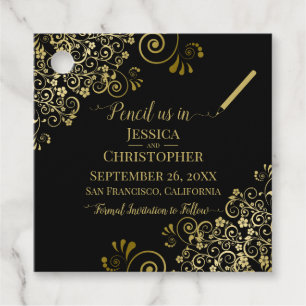 Bleistift uns beim Hochzeitsfeiern Das Datum Gold Geschenkanhänger