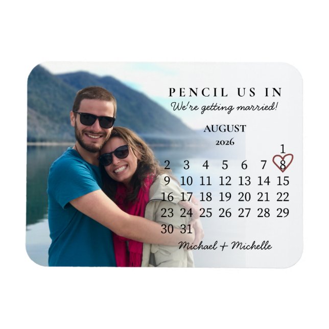 Bleistift uns ein. Datum speichern August 2026 Kal Magnet (Horizontal)