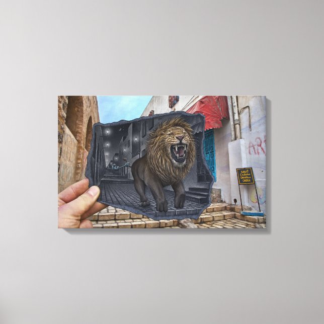 Bleistift VS Kamera - Mighty Lion Leinwanddruck (Vorderseite)