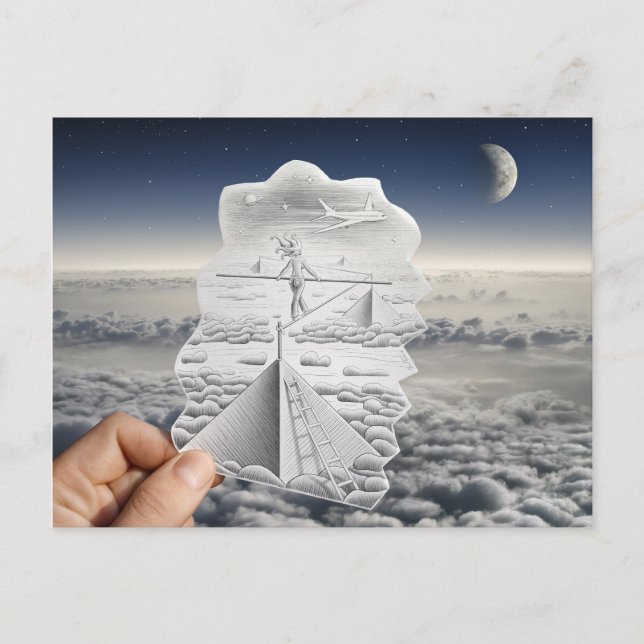 Bleistift Vs Kamera - Tightrope Walker Postkarte (Vorderseite)