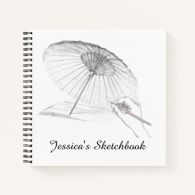 Bleistift Zeichnend Personalisiertes Sketchbuch Notizbuch (Vorderseite)